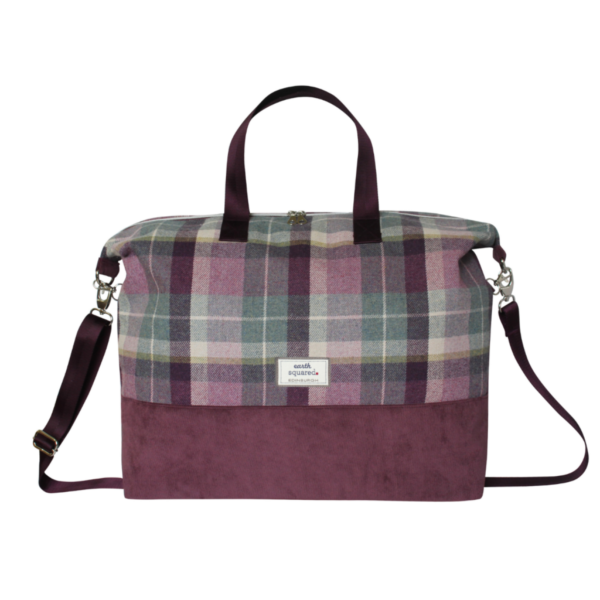 Tweed-Wool Weekender Bag Purple