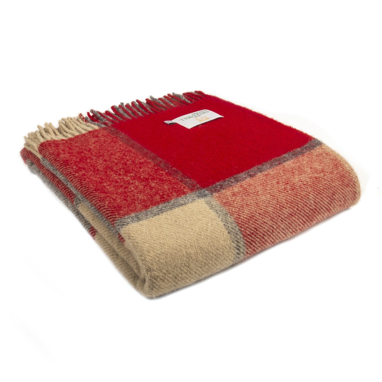 Pure New Wool Block Check-Red and Slate