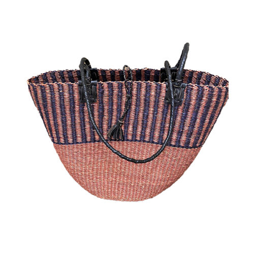 Fairtrade Ghana Ginger Black Bolga Basket Shoulder Bag