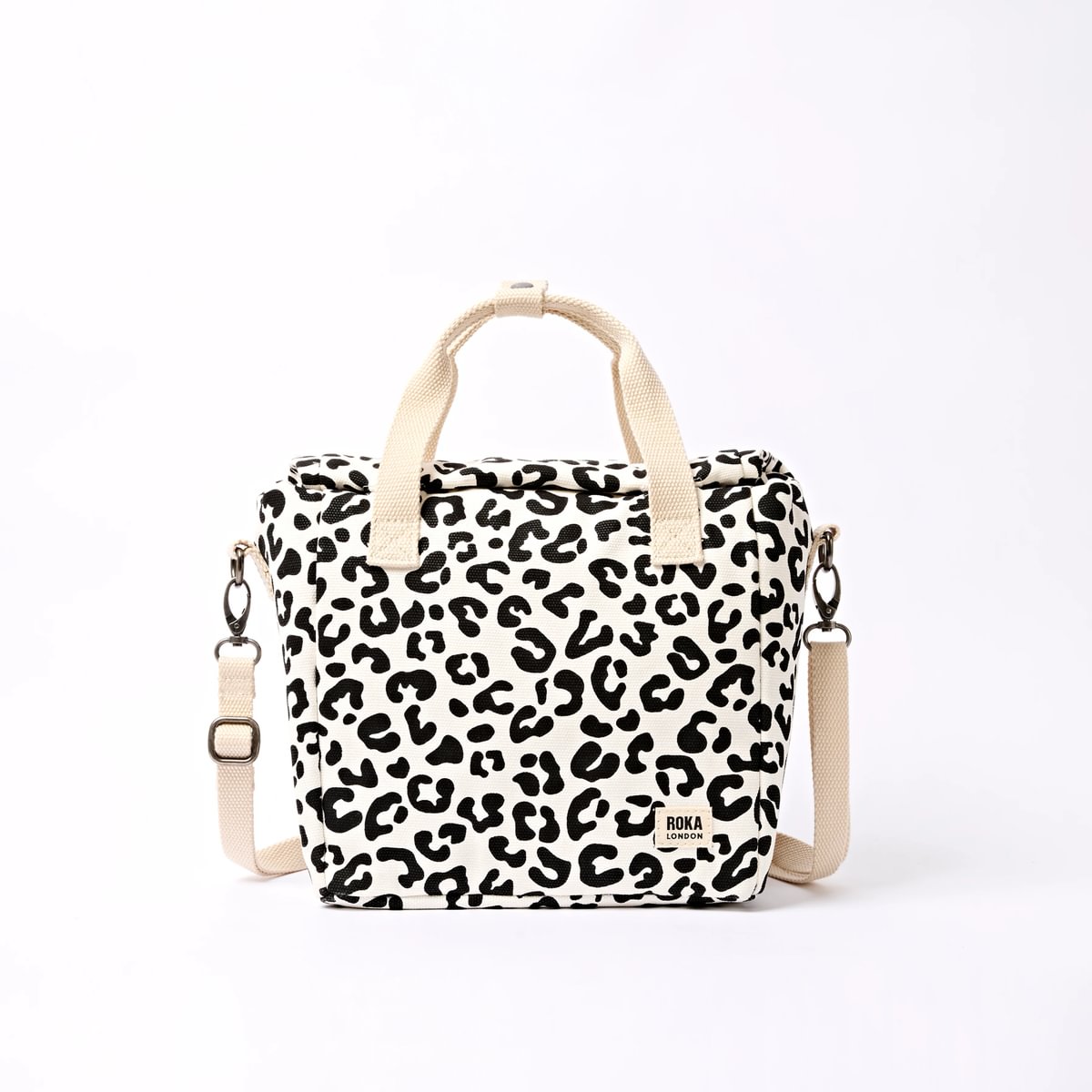 vegan friendly leopard print cotton picnic lunch bag