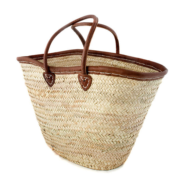 Medium-Sized Leather Trim French Basket