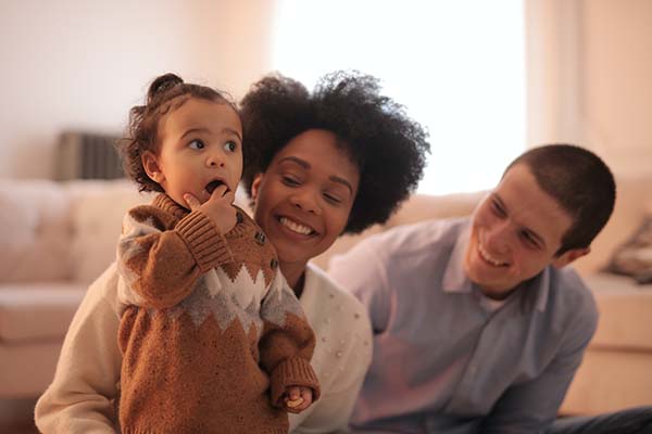 Family enjoying sustainable clothing