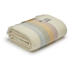 Tweedmill Pure New Wool White Striped Blanket Throw