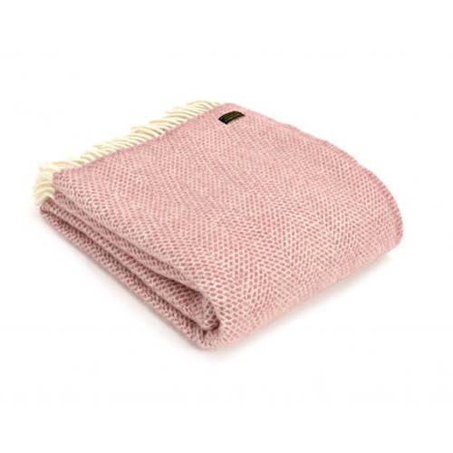 Tweedmill Beehive Dusty Pink Pure Wool Throw