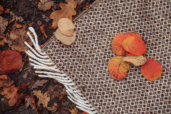 Wool Picnic Blanket Fall Leaves